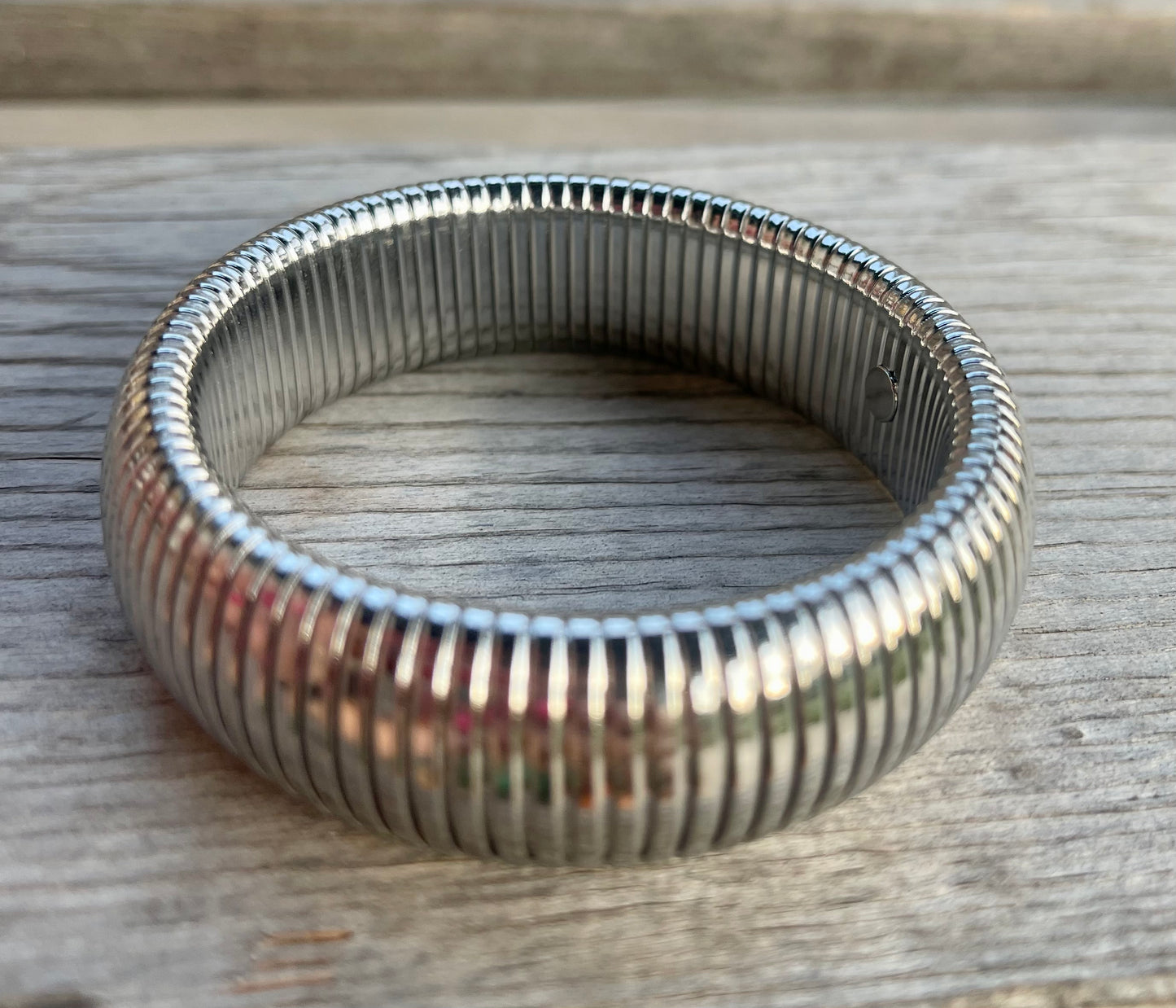 WIDE SILVER BANGLE