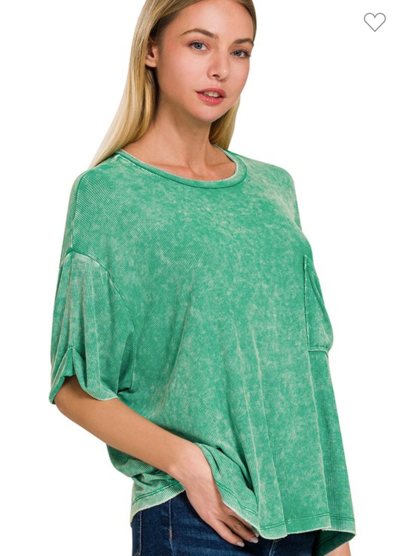 RIBBED SHORT SLEEVE GREEN