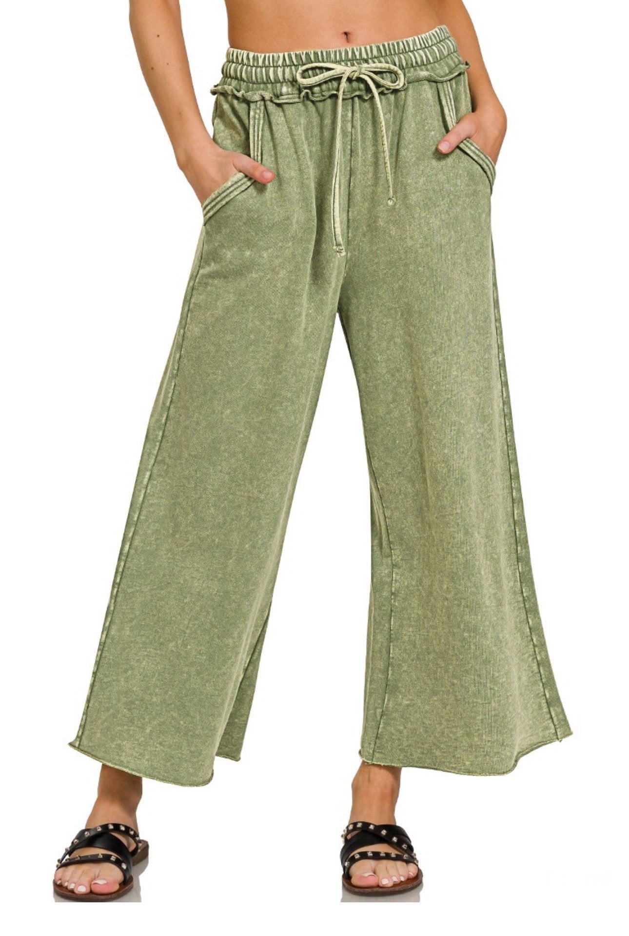 LT. OLIVE PALAZZO PANT